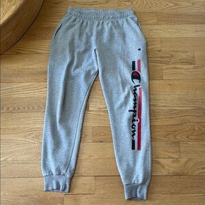 Champion Gray Sweatpants Elastic Waistband Fleece Material